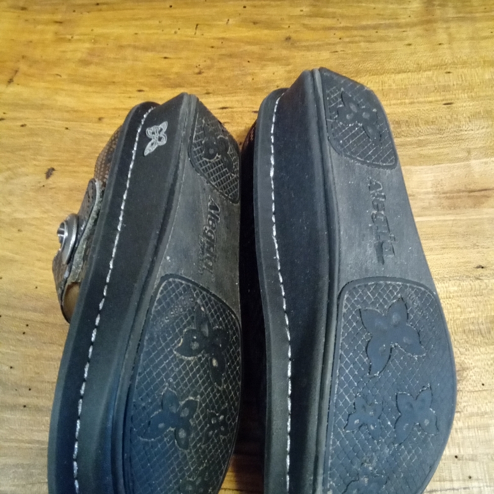 Alegria Metallic Black Woven Mary Jane Mules - Picture 8 of 11